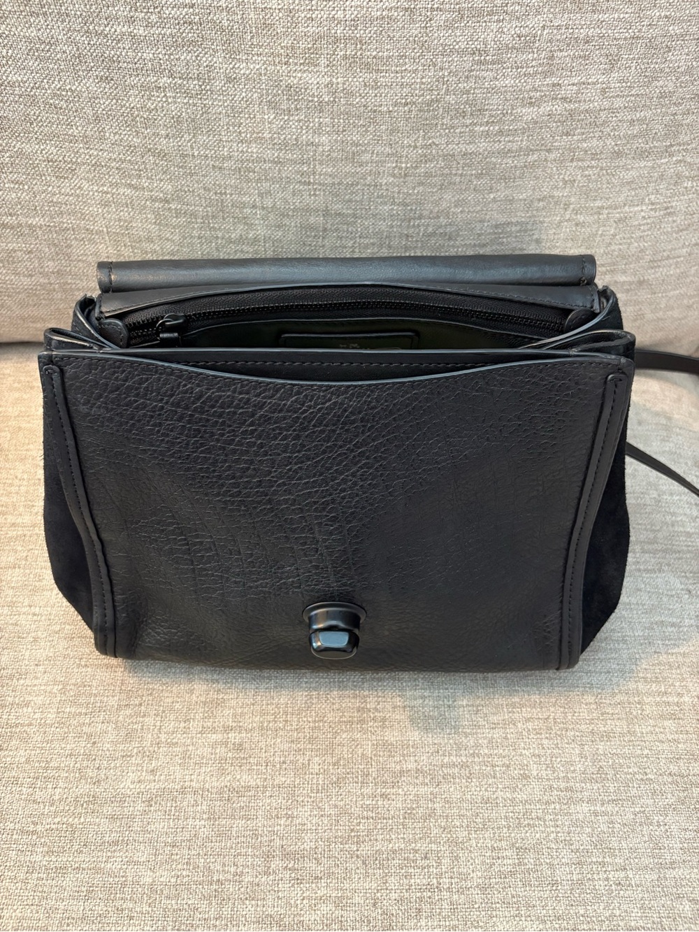 Coach Vintage Black Small Suede & Leather Satchel Top Handle Turnlock with Strap - Picture 13 of 14